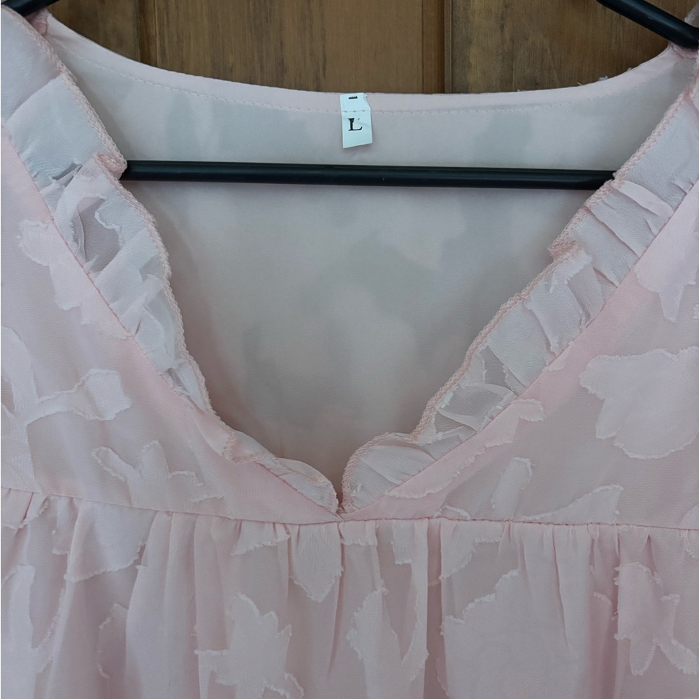 Pink Flutter Sleeve Ruffled Blouse - Picture 3 of 3